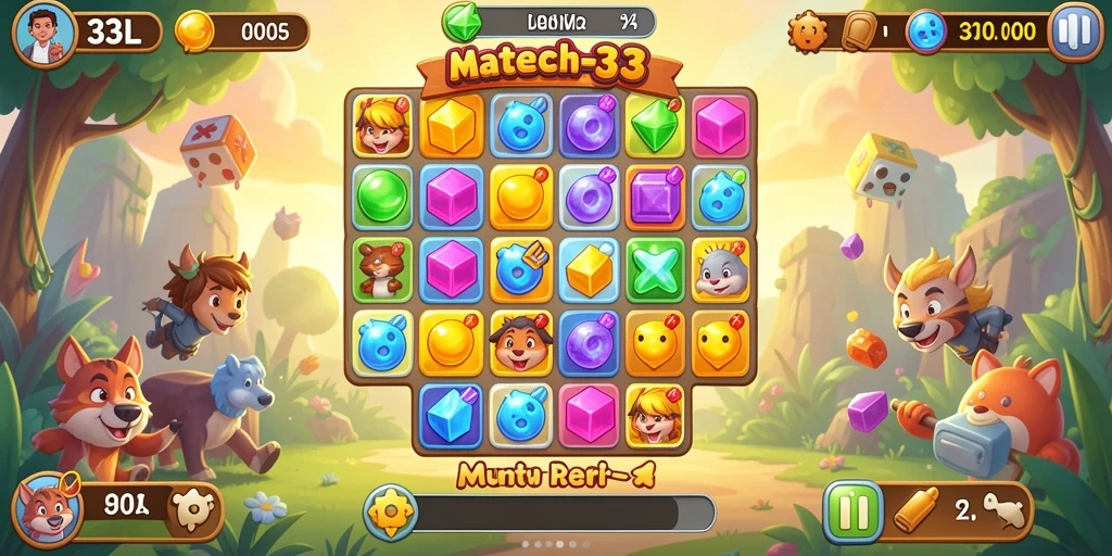 Gameplay seru 33L dengan tantangan Match-3 yang menarik.