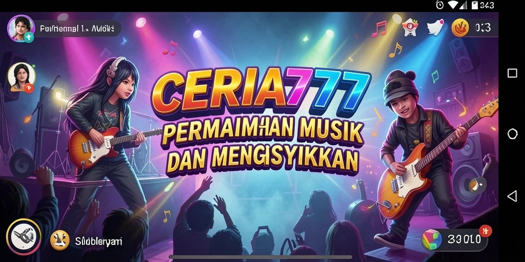 Tampilan gameplay ceria dan penuh warna dalam CERIA777.