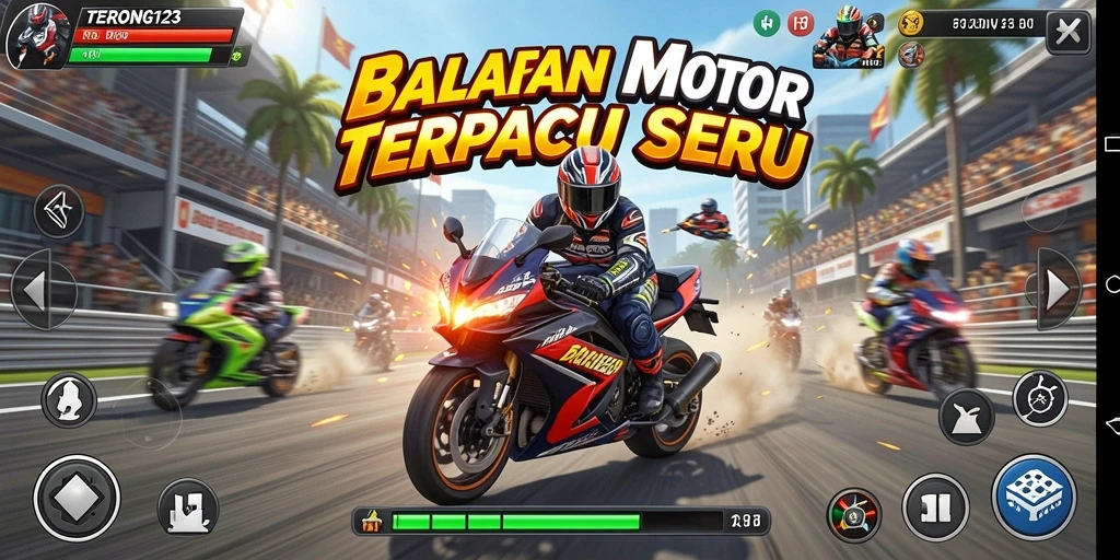 Gameplay seru dalam balapan motor penuh adrenalin.